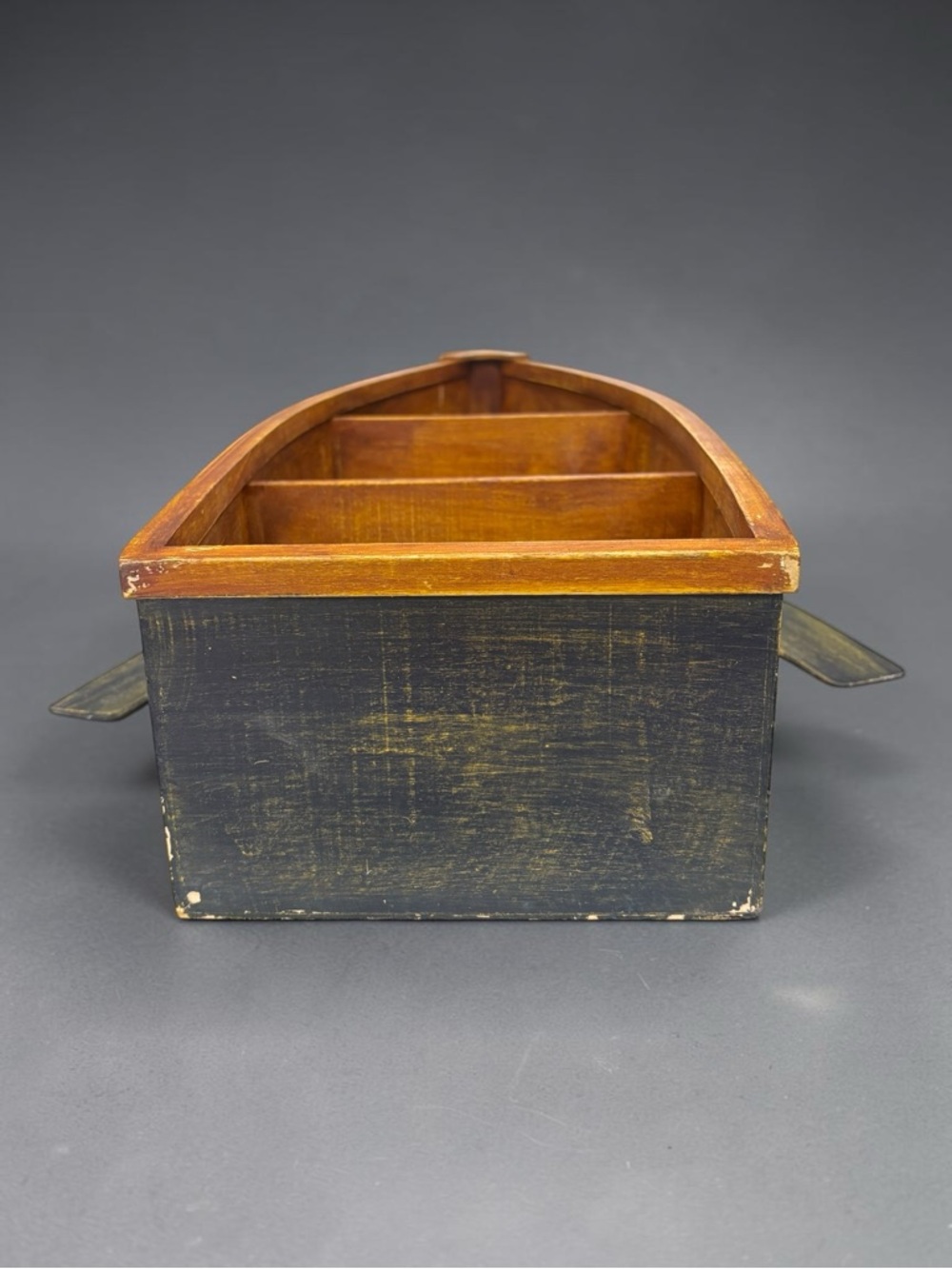 Vintage Wood Canoe Boat & Oars Trinket Display Hanging Or Freestanding Shelf 29” - Picture 10 of 16